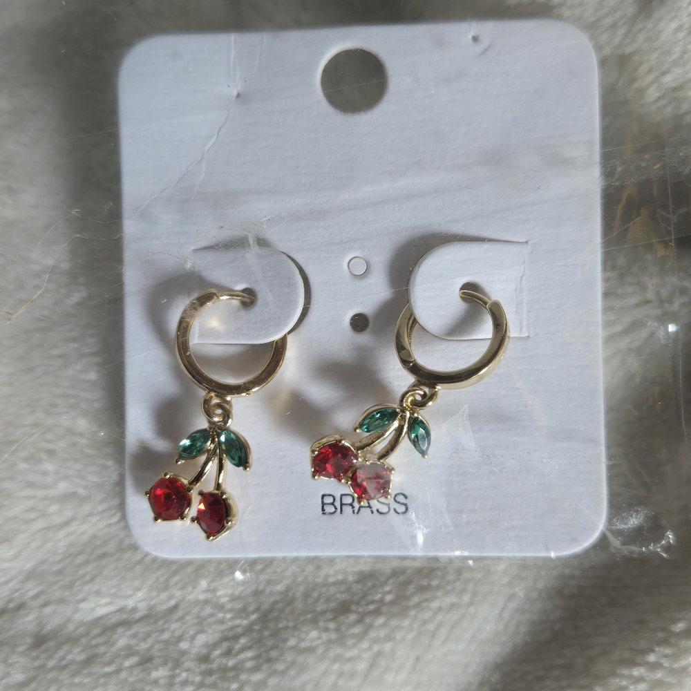 Elegant Gold and Red Floral Earrings